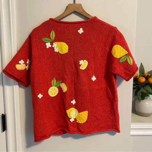 Vintage Y2K Susan Bristol Lemon Fruit Cotton Sweater Large - Picture 6 of 15